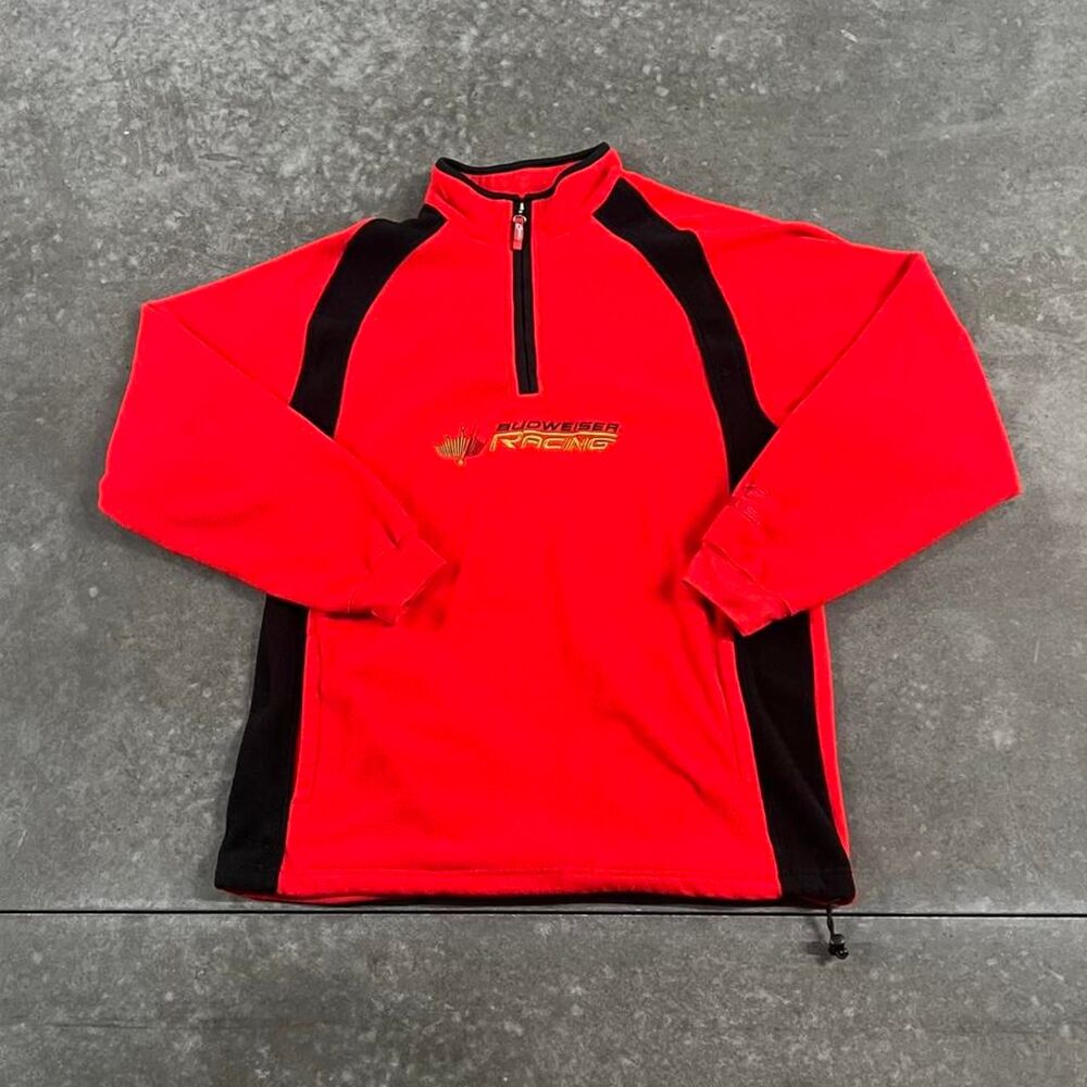 Budweiser Racing Dale Earnhardt Jr 8 Red Quarter Zip Fleece Pullover